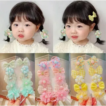 10 Pcs New Girls Flower Bow Cute Hair Clip Set 